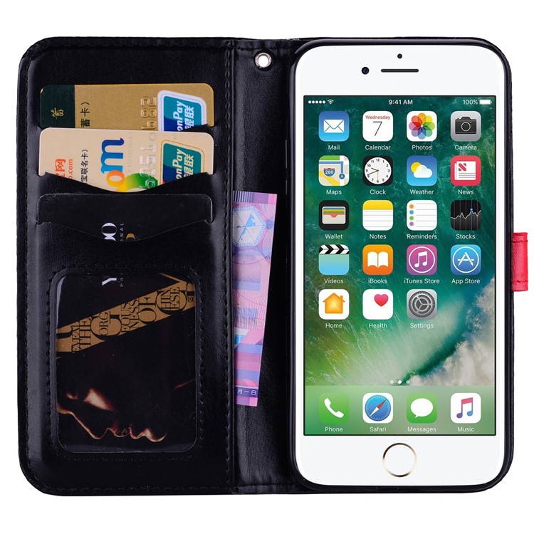 Flash Powder Pretty Girl's Back Leather Wallet Case for iPhone 8/7 - Black-5