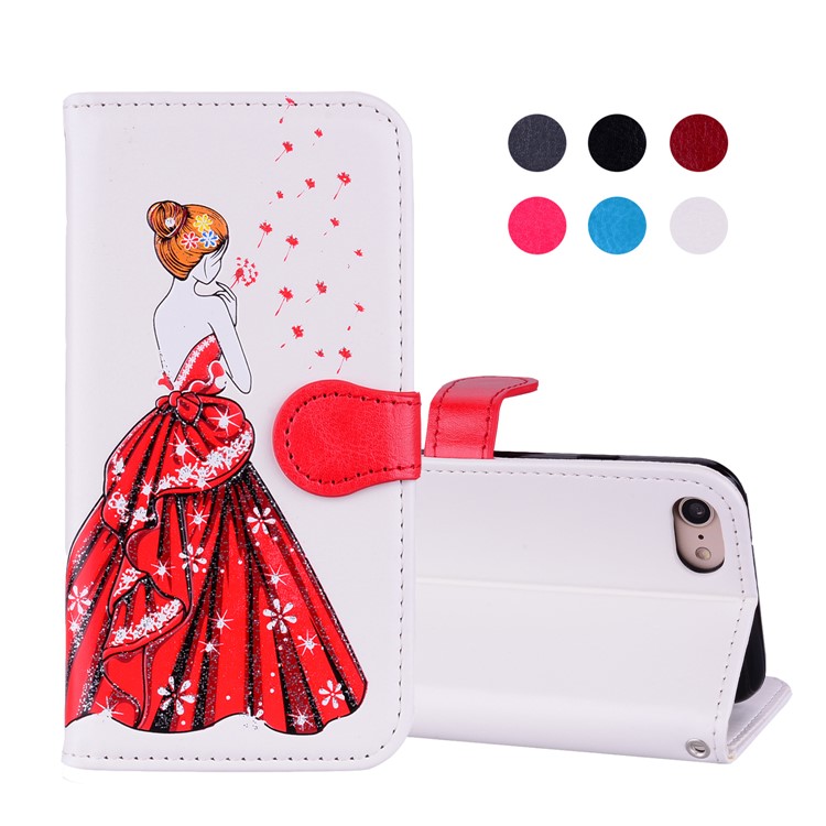 

Flash Powder Pretty Girl's Back Leather Wallet Cover for iPhone 8/7 4.7 inch - White