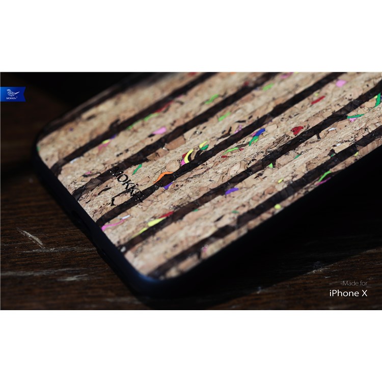 MOKKA Nature Series Corkwood Back TPU Edges Mobile Case for iPhone X - Stripes-3