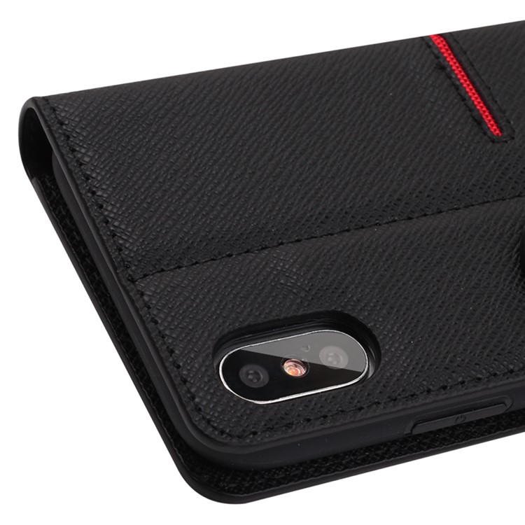 GEBEI Flip Genuine Leather Wallet Stand Phone Case for iPhone X - Black-11