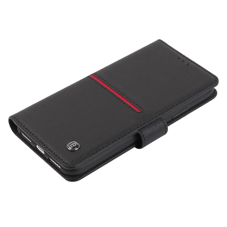 GEBEI Flip Genuine Leather Wallet Stand Phone Case for iPhone X - Black-2