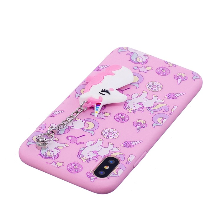 Unicorn Pattern Printing TPU Mobile Case with Unicorn Pendant for iPhone X/10 - Pink-5