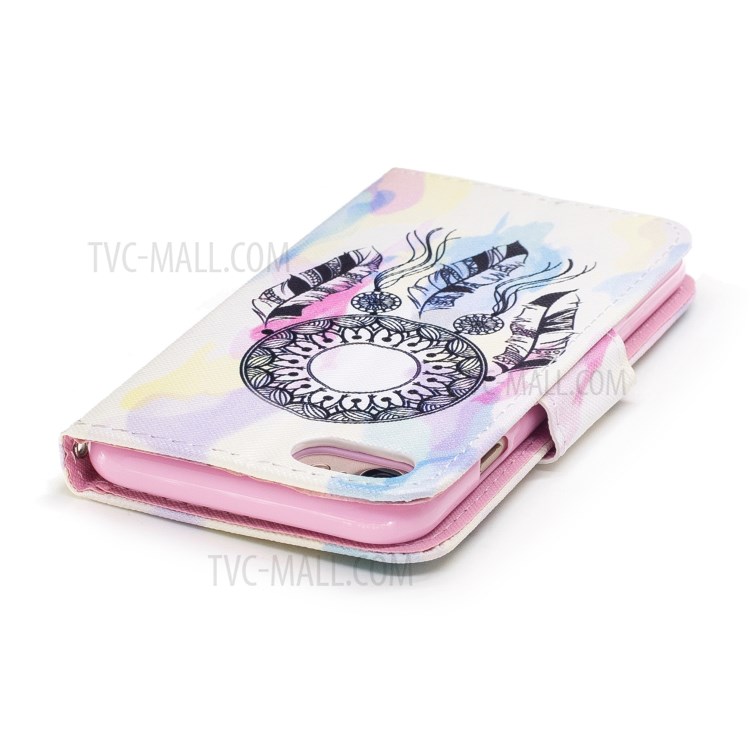 For iPhone 8/7 Pattern Printing Leather Wallet Mobile Case with Strap - Dream Catcher-5