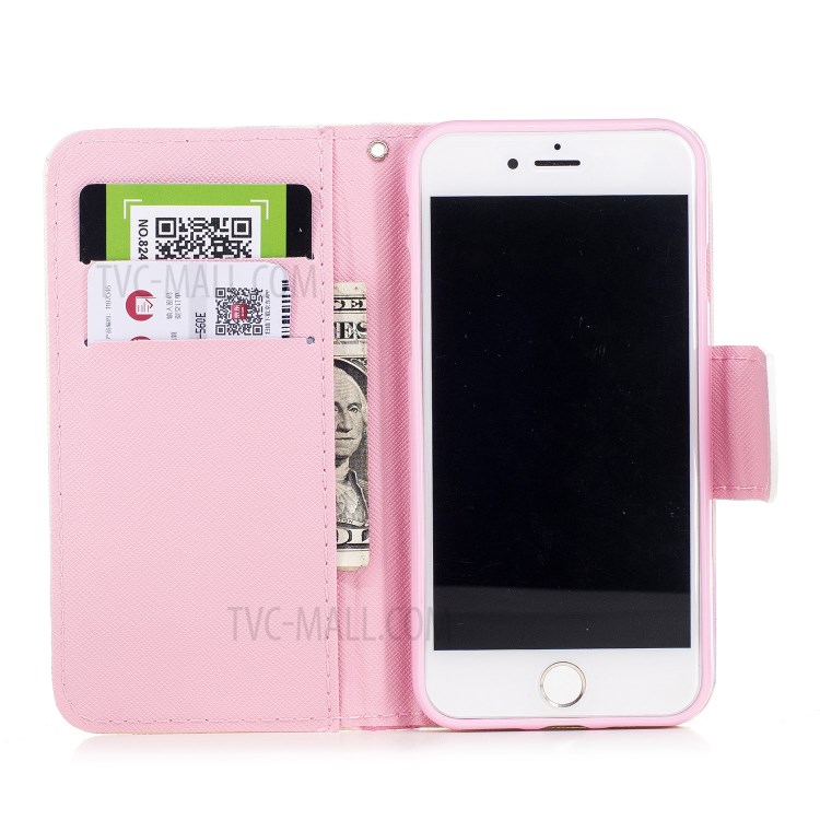 For iPhone 8/7 Pattern Printing Leather Wallet Mobile Case with Strap - Dream Catcher-6