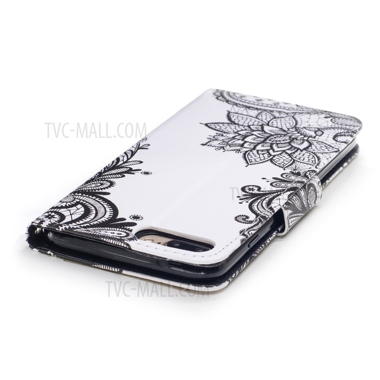 Pattern Printing Wallet Leather Stand Case for iPhone 8 Plus/7 Plus - Retro Flower-5