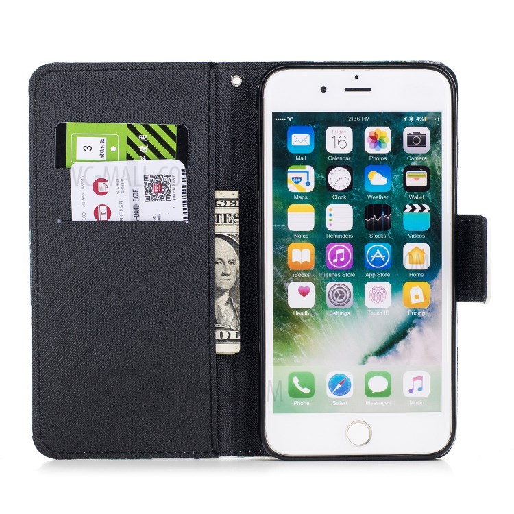 Pattern Printing Wallet Leather Stand Case for iPhone 8 Plus/7 Plus - Retro Flower-6