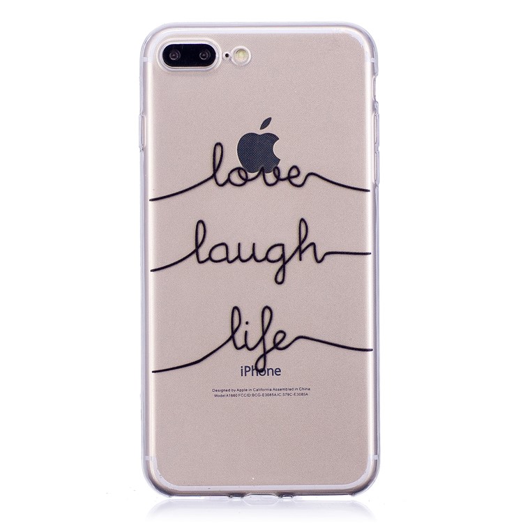 

Printing Pattern Soft TPU Phone Cover for iPhone 8 Plus/7 Plus - Love, Laugh, Life