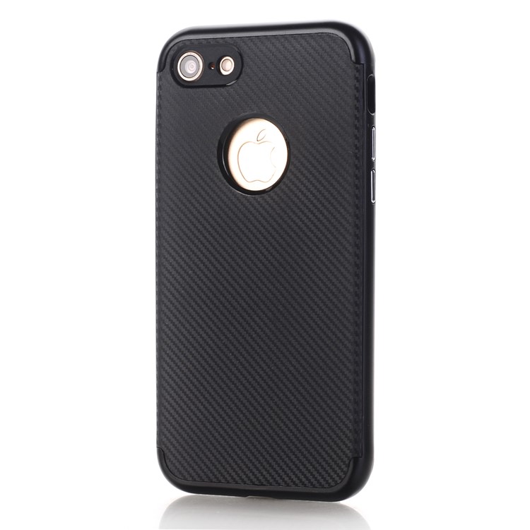 Carbon Fibre Texture TPU + PC Hybrid Case for iPhone 8/7 - Black-1