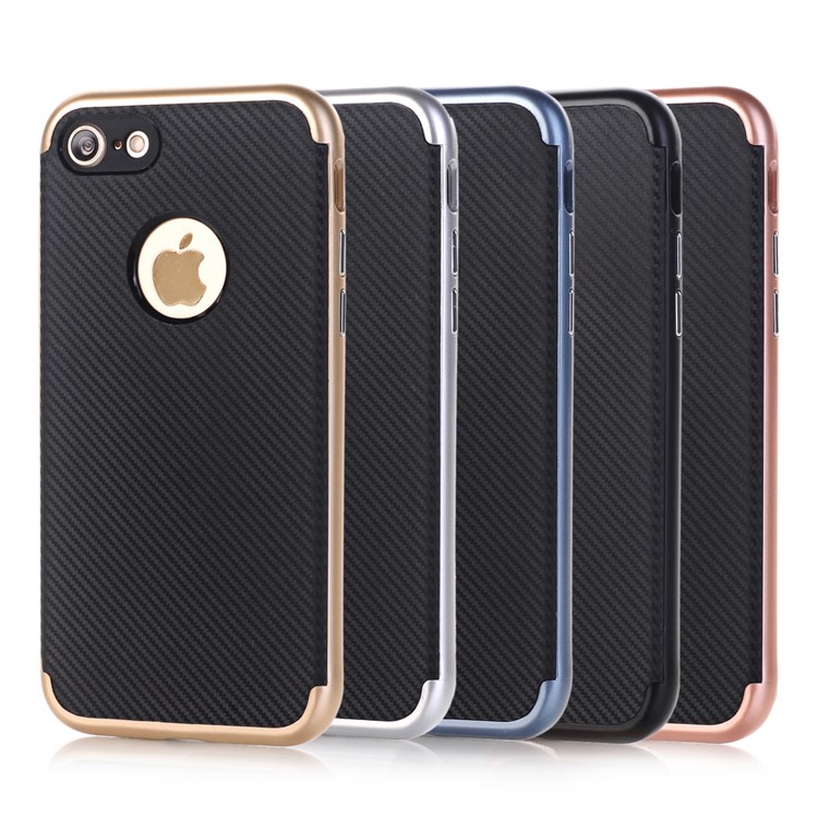 Carbon Fibre Texture TPU + PC Hybrid Case for iPhone 8/7 - Black-3