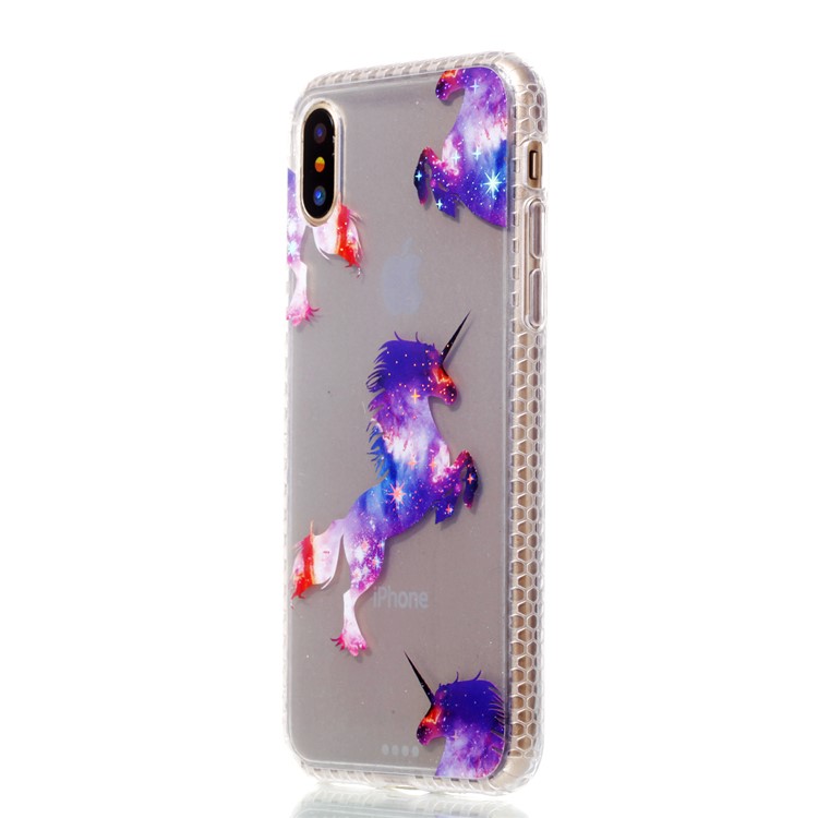 Electroplating IMD Patterned TPU Mobile Phone Case for iPhone X/10 5.8 inch - Unicorn Pattern-3
