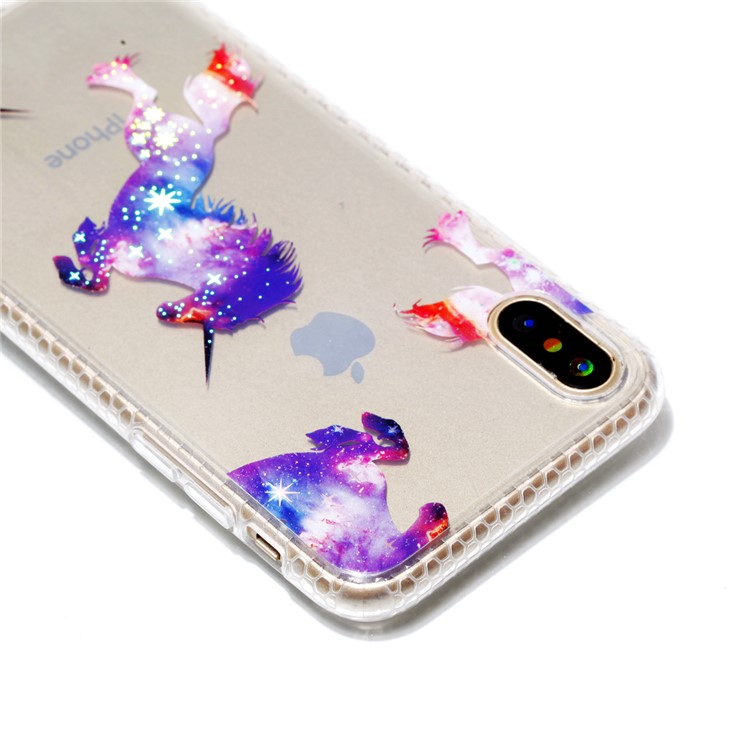Electroplating IMD Patterned TPU Mobile Phone Case for iPhone X/10 5.8 inch - Unicorn Pattern-5