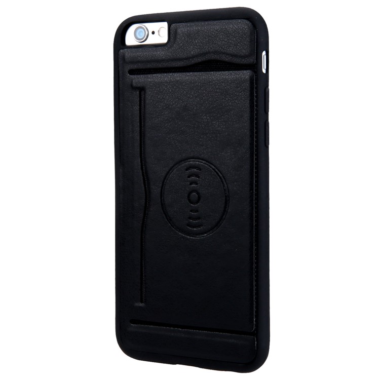 Card Holder Leather Coated TPU Case Built-in Magnetic Sheet for iPhone 6s Plus / 6 Plus - Black-2