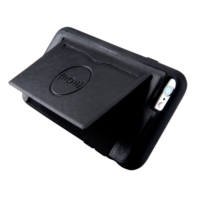 Card Holder Leather Coated TPU Case Built-in Magnetic Sheet for iPhone 6s Plus / 6 Plus - Black-4