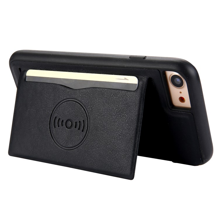 Kickstand Card Holder Leather Coated TPU Case Built-in Magnetic Sheet for iPhone 8 / 7 4.7 inch - Black-10