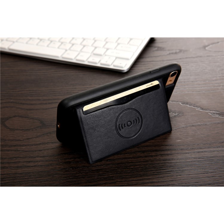 Kickstand Card Holder Leather Coated TPU Case Built-in Magnetic Sheet for iPhone 8 / 7 4.7 inch - Black-11