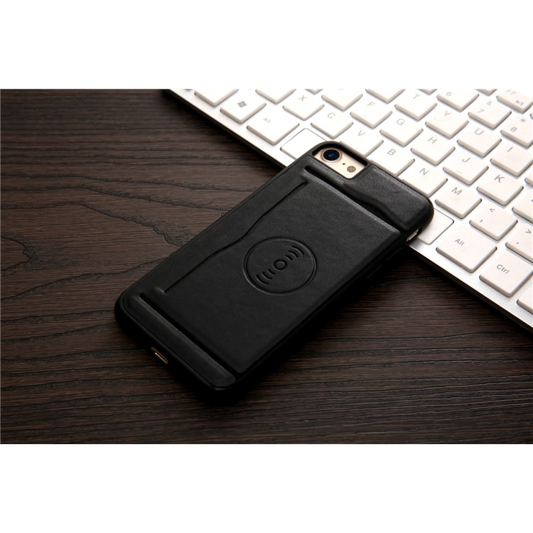 Kickstand Card Holder Leather Coated TPU Case Built-in Magnetic Sheet for iPhone 8 / 7 4.7 inch - Black-12