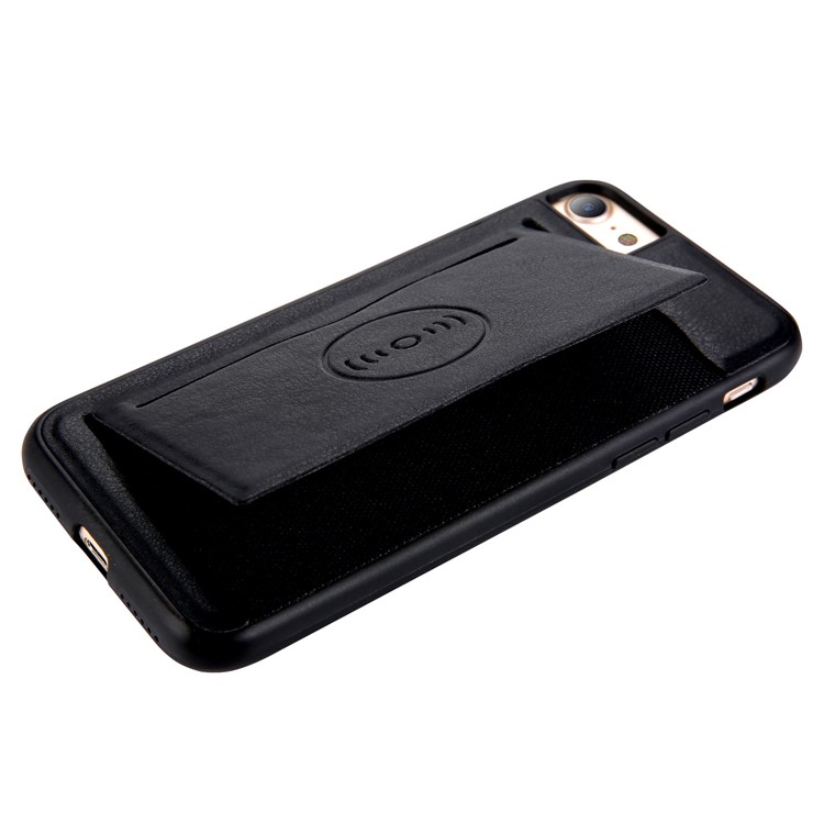 Kickstand Card Holder Leather Coated TPU Case Built-in Magnetic Sheet for iPhone 8 / 7 4.7 inch - Black-3