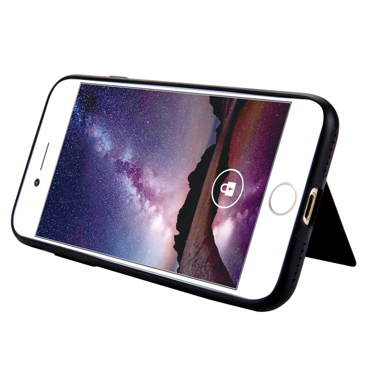 Kickstand Card Holder Leather Coated TPU Case Built-in Magnetic Sheet for iPhone 8 / 7 4.7 inch - Black-4