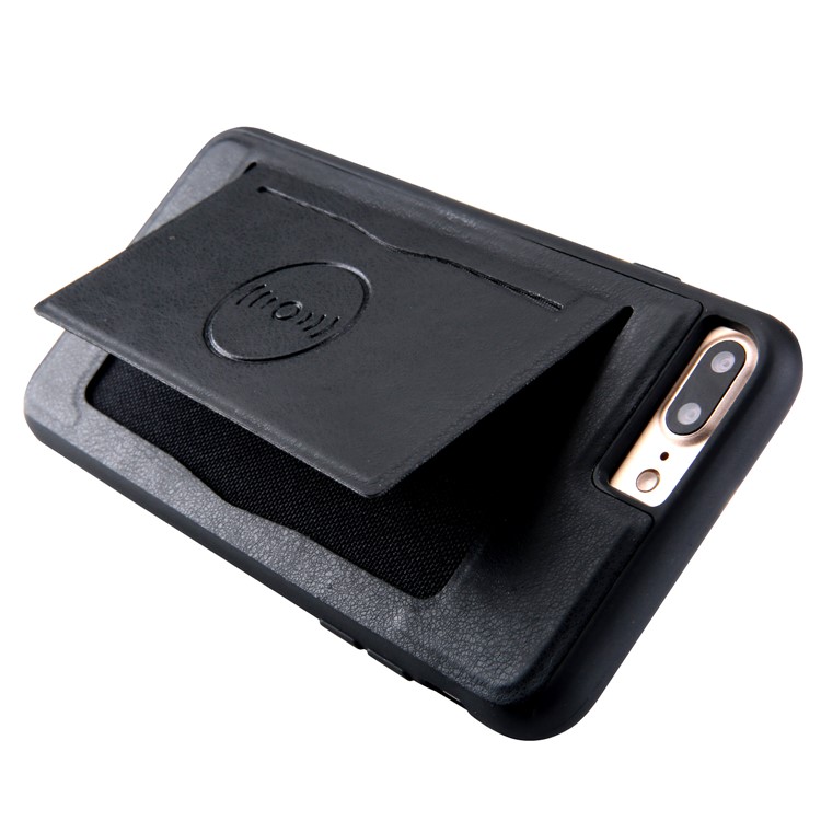 Kickstand Card Holder Leather Coated TPU Case Built-in Magnetic Sheet for iPhone 8 Plus / 7 Plus 5.5 inch - Black-4