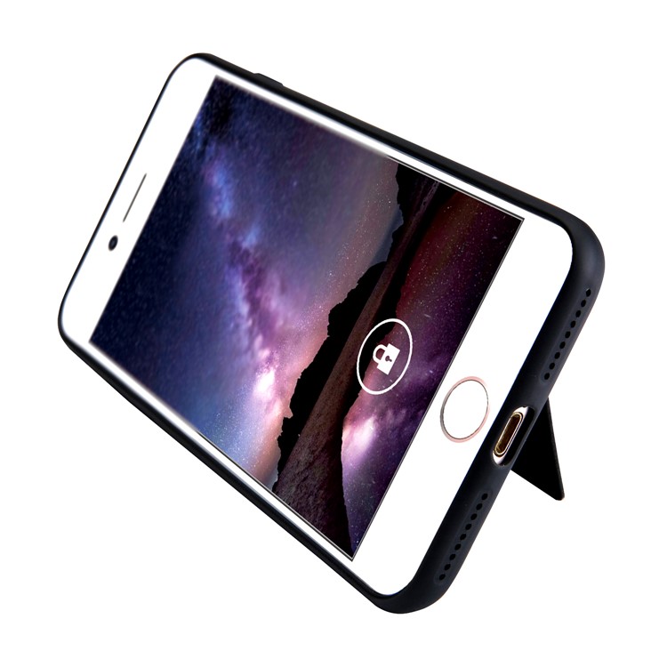 Kickstand Card Holder Leather Coated TPU Case Built-in Magnetic Sheet for iPhone 8 Plus / 7 Plus 5.5 inch - Black-5