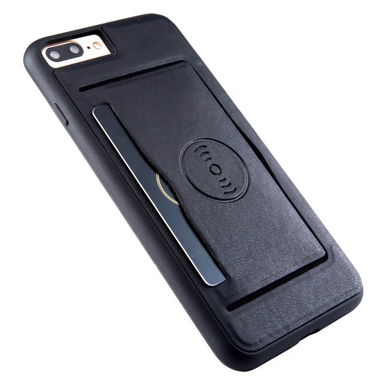 Kickstand Card Holder Leather Coated TPU Case Built-in Magnetic Sheet for iPhone 8 Plus / 7 Plus 5.5 inch - Black-6