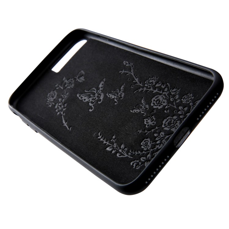 Kickstand Card Holder Leather Coated TPU Case Built-in Magnetic Sheet for iPhone 8 Plus / 7 Plus 5.5 inch - Black-8