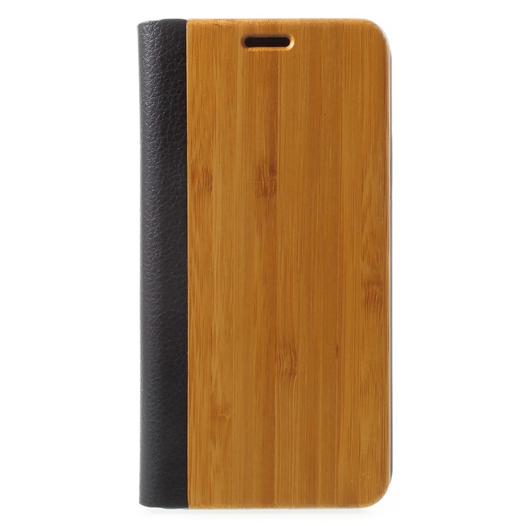 

Solid Wood Leather Card Holder Stand Mobile Phone Cover for iPhone X / 10 - Beige