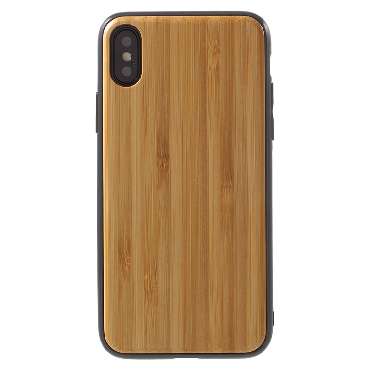

For iPhone X(Ten) Wood Coated TPU Hybrid Mobile Cover - Light Brown, iPhone X