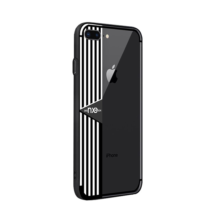 NXE Stripe Pattern Painting PC + TPU Combo Mobile Case for iPhone 8 Plus/7 Plus - White-2