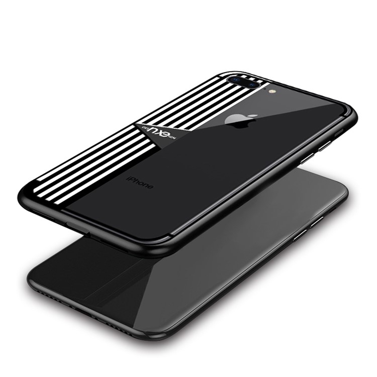 NXE Stripe Pattern Painting PC + TPU Combo Mobile Case for iPhone 8 Plus/7 Plus - White-3