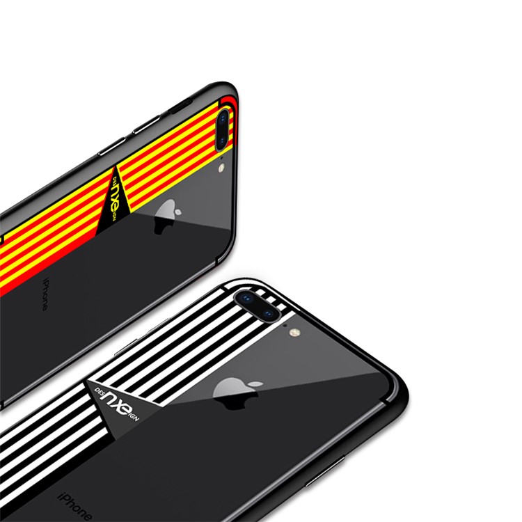 NXE Stripe Pattern Painting PC + TPU Combo Mobile Case for iPhone 8 Plus/7 Plus - White-4