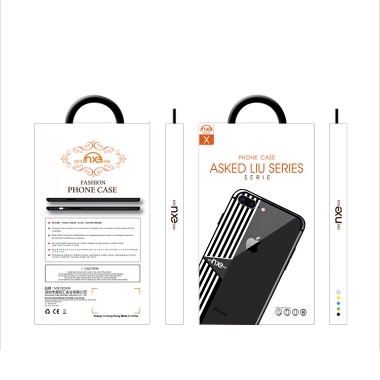 NXE Stripe Pattern Painting PC + TPU Combo Mobile Case for iPhone 8 Plus/7 Plus - White-5