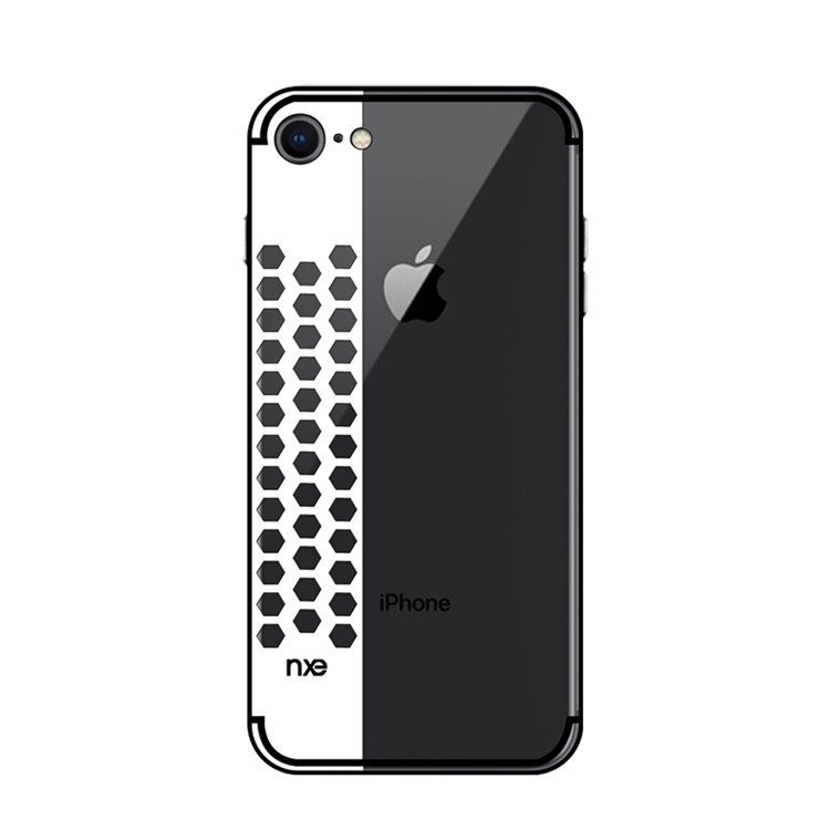 NXE Honeycomb Pattern Painting PC + TPU Combo Case for iPhone 8/7 - White-2