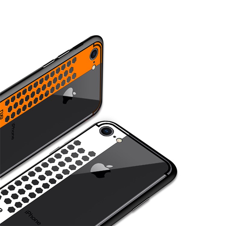 NXE Honeycomb Pattern Painting PC + TPU Combo Case for iPhone 8/7 - White-5
