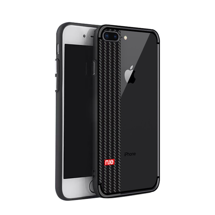 NXE Jane Eyre Series Woven Pattern PC + TPU Hybrid Case for iPhone 8 Plus / 7 Plus - Black-1