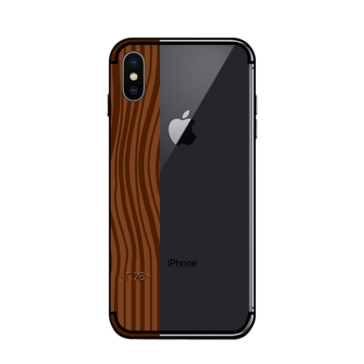NXE Yaqing Series Wood Texture PC + TPU Combo Mobile Case for iPhone X (Ten) - Rosewood Pattern-2