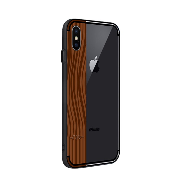 NXE Yaqing Series Wood Texture PC + TPU Combo Mobile Case for iPhone X (Ten) - Rosewood Pattern-3