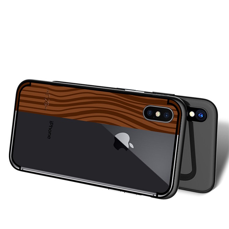 NXE Yaqing Series Wood Texture PC + TPU Combo Mobile Case for iPhone X (Ten) - Rosewood Pattern-5