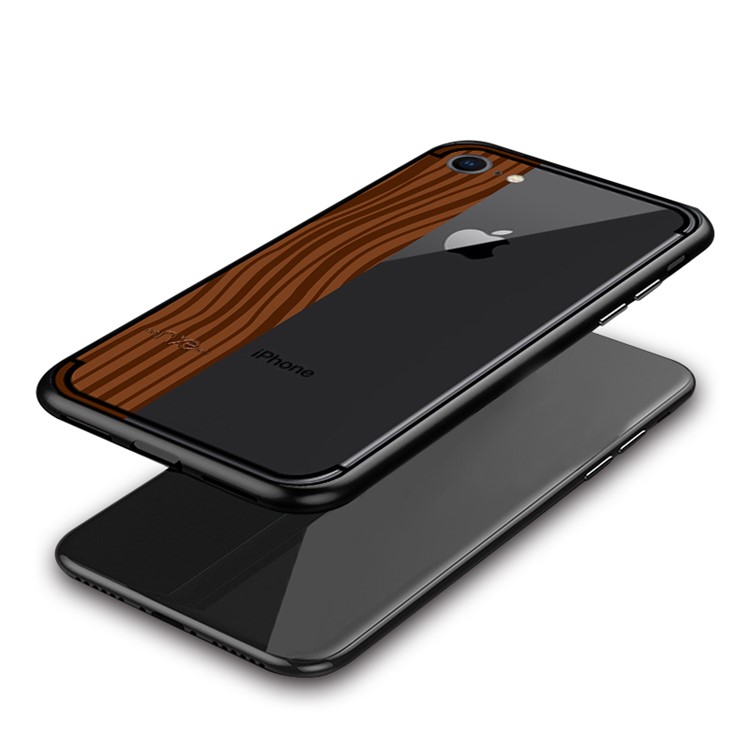 NXE Yaqing Series Wood Texture PC + TPU Hybrid Case for iPhone 8 / 7 4.8 inch - Rosewood Pattern-4