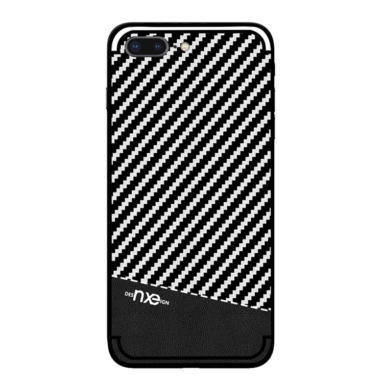 NXE for iPhone 8 Plus / 7 Plus 5.5 inch Carbon Fiber Grain TPU Mobile Protective Case - Black-1