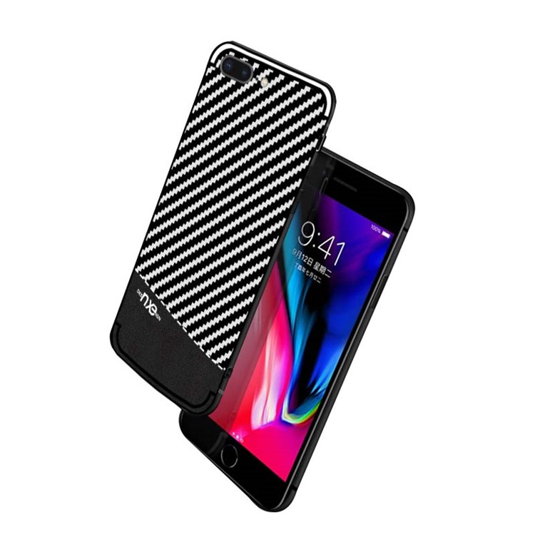 NXE for iPhone 8 Plus / 7 Plus 5.5 inch Carbon Fiber Grain TPU Mobile Protective Case - Black-2