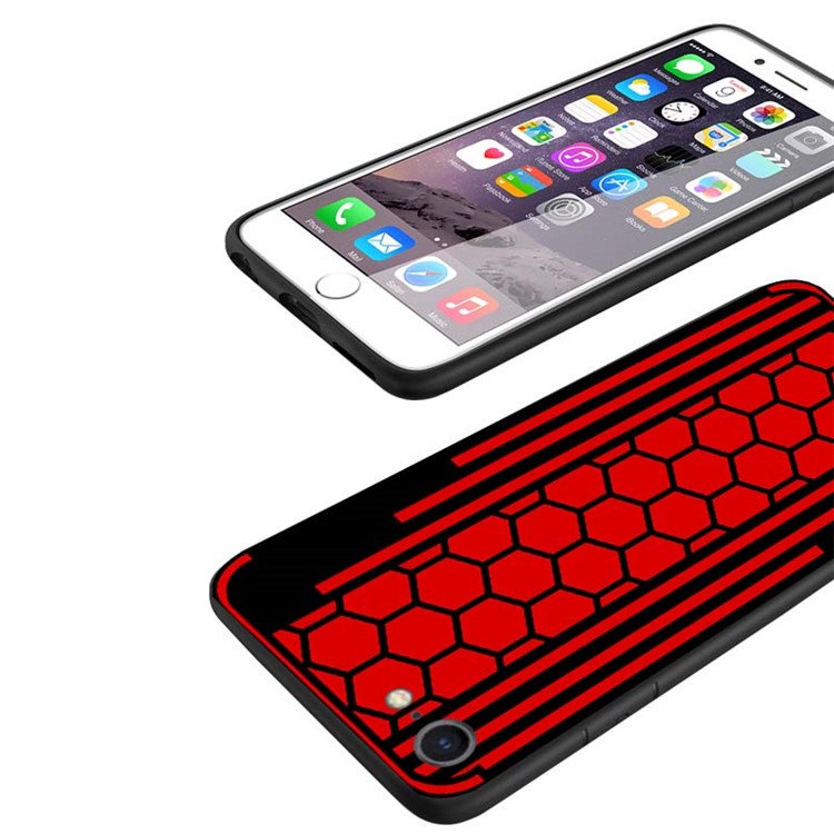 NXE Bee Butterfly 2 Series Honeycomb Pattern Painting TPU Mobile Cover for iPhone 8 / 7 - Red-5