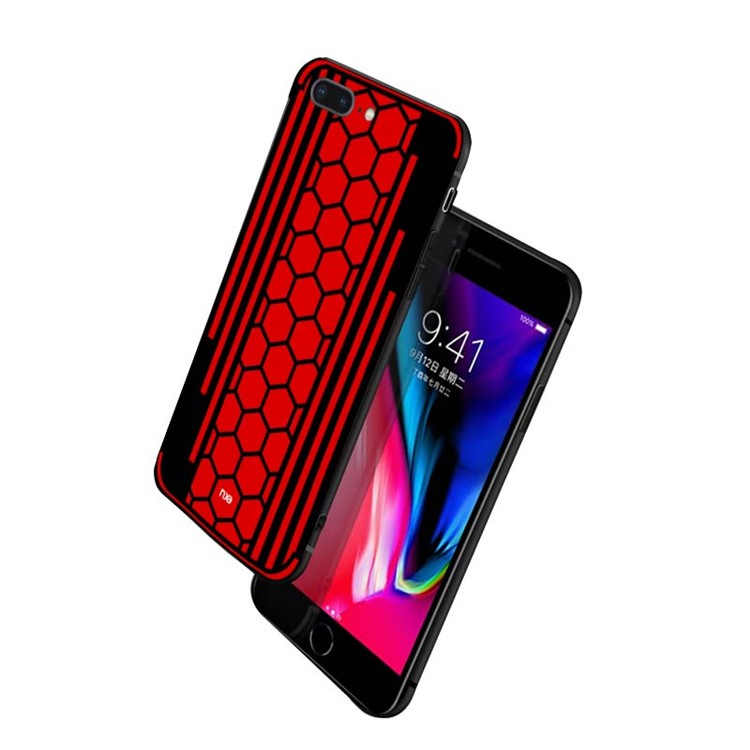 NXE Bee Butterfly 2 Series Honeycomb Pattern Painting TPU Mobile Cover for iPhone 8 Plus / 7 Plus - Red-2