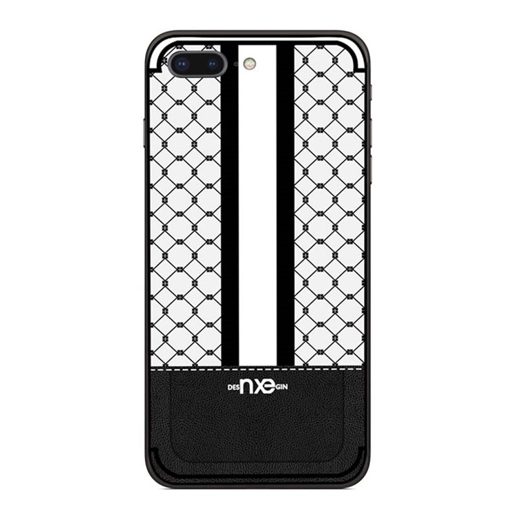 NXE Embossed Square Pattern Protective TPU Back Case for iPhone 8 Plus / 7 Plus - Black-1