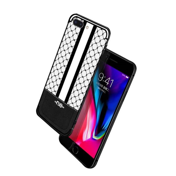 NXE Embossed Square Pattern Protective TPU Back Case for iPhone 8 Plus / 7 Plus - Black-2
