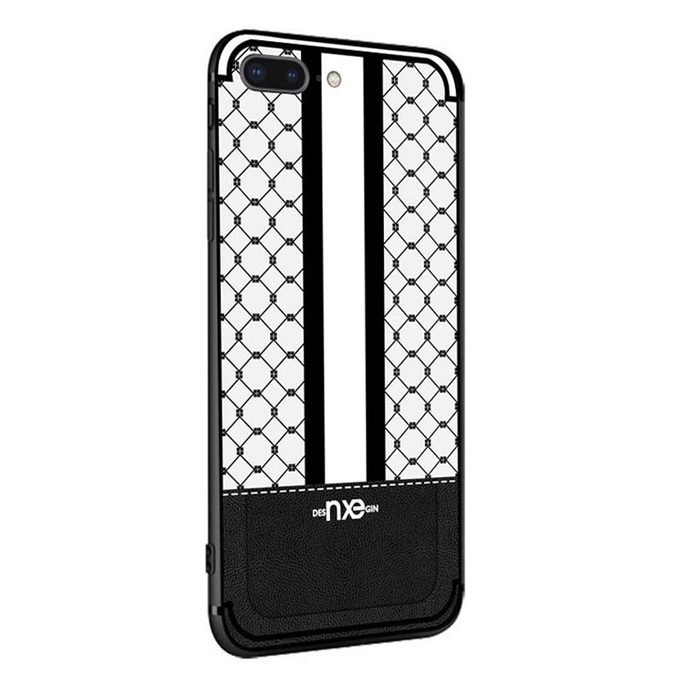 NXE Embossed Square Pattern Protective TPU Back Case for iPhone 8 Plus / 7 Plus - Black-4