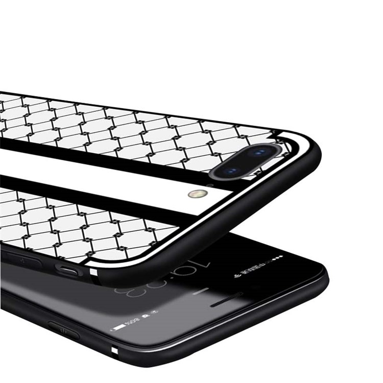 NXE Embossed Square Pattern Protective TPU Back Case for iPhone 8 Plus / 7 Plus - Black-5