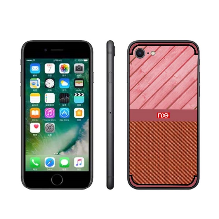 NXE Wood and Jeans Texture TPU Mobile Phone Case for iPhone 8 / 7 - Red-1