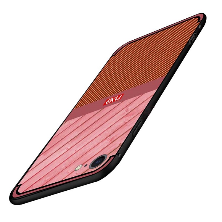 NXE Wood and Jeans Texture TPU Mobile Phone Case for iPhone 8 / 7 - Red-2