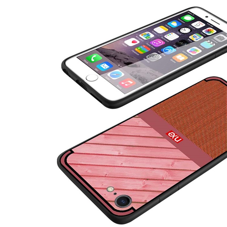 NXE Wood and Jeans Texture TPU Mobile Phone Case for iPhone 8 / 7 - Red-5